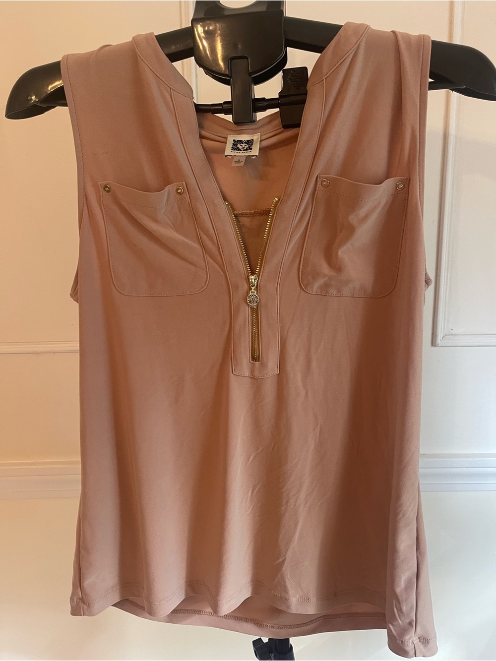 Anne Klein Blush Zip-Front Sleeveless Tank